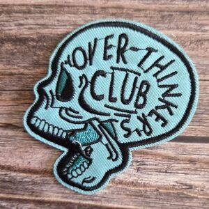 Over Thinker Club Skull Punk Emo Y2k Embroidered Iron on Patch